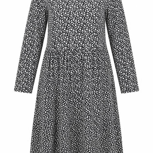 Marks and Spencer Womens Black Geometric Viscose A-Line Size 10 Round Neck Pullover - Star and Heart Print