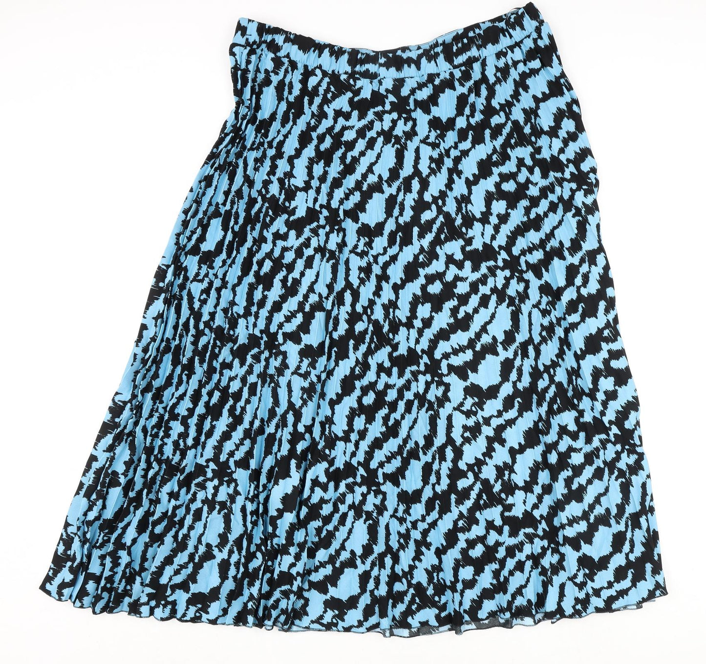 Marks and Spencer Womens Blue Geometric Polyester Pleated Skirt Size 20