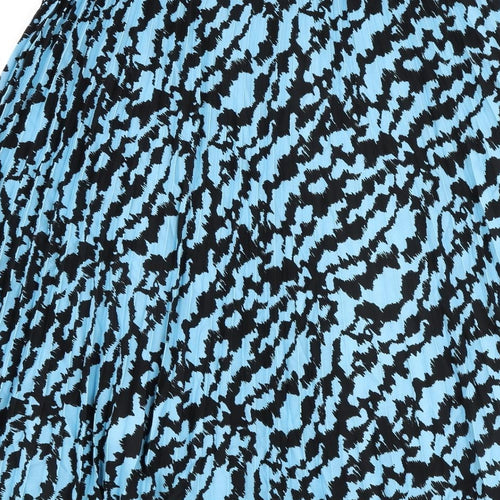 Marks and Spencer Womens Blue Geometric Polyester Pleated Skirt Size 20