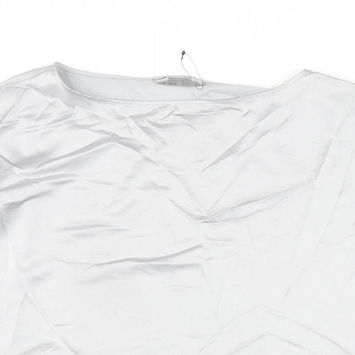 Marks and Spencer Womens Silver Polyester Basic Blouse Size 16 Round Neck