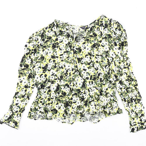 Marks and Spencer Womens Multicoloured Floral Viscose Basic Blouse Size 18 V-Neck