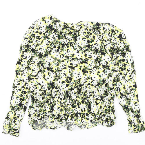 Marks and Spencer Womens Multicoloured Floral Viscose Basic Blouse Size 18 V-Neck
