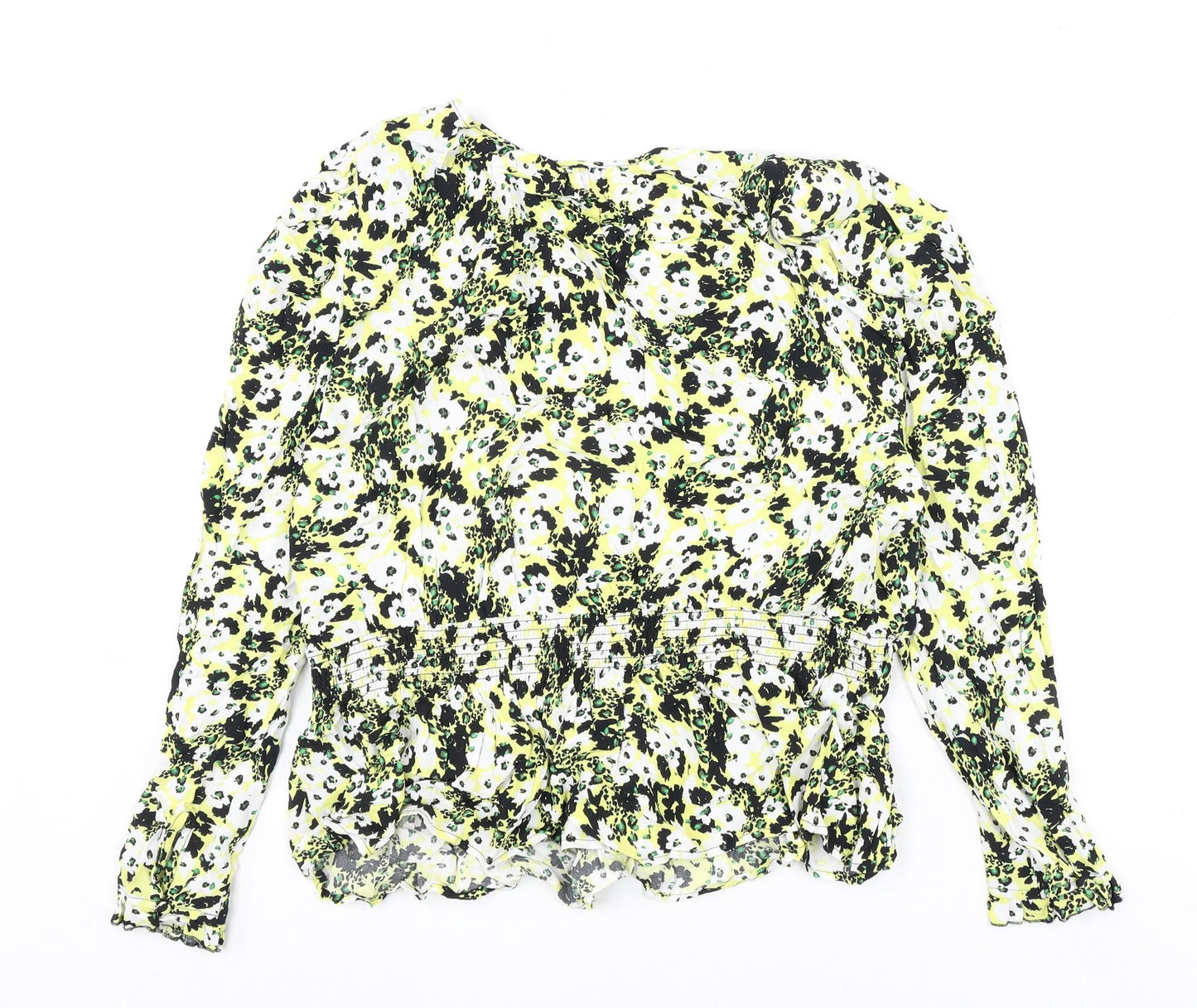 Marks and Spencer Womens Multicoloured Floral Viscose Basic Blouse Size 18 V-Neck