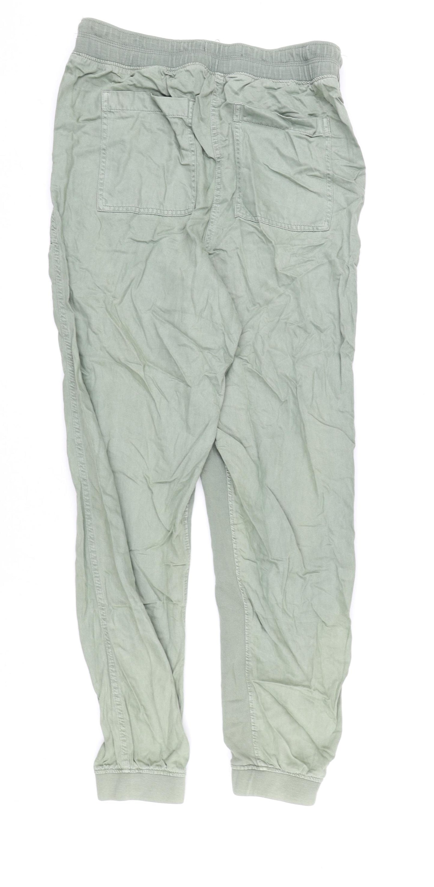 Marks and Spencer Womens Green Lyocell Trousers Size 12 L29 in Regular Drawstring