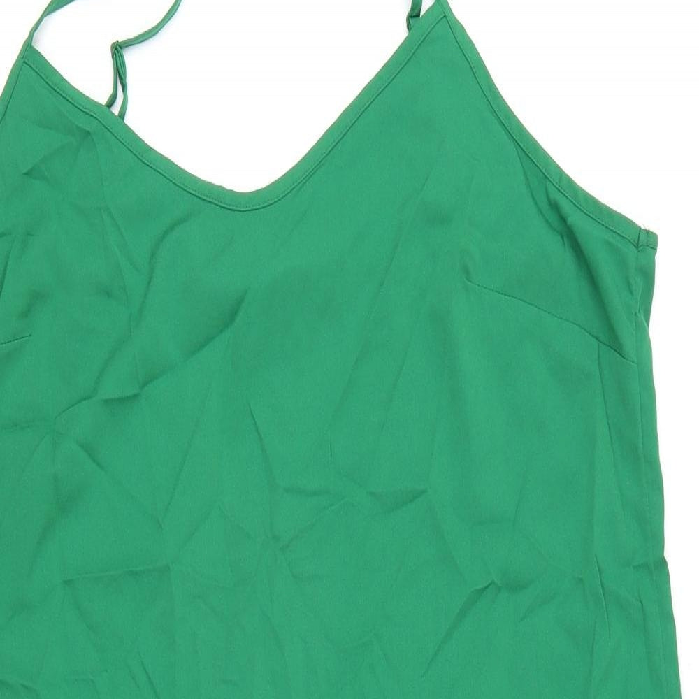 Marks and Spencer Womens Green Polyester A-Line Size 18 V-Neck Pullover