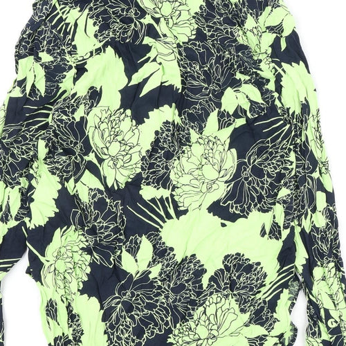 Autograph Womens Green Floral Viscose Basic Button-Up Size 8 Collared