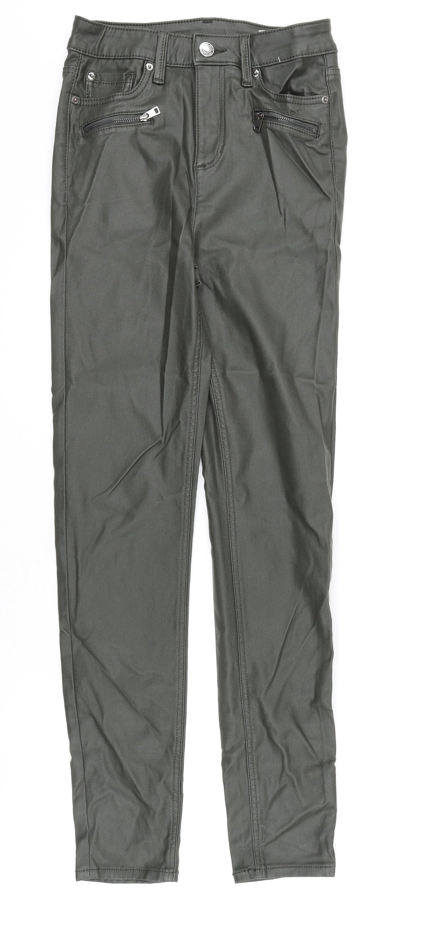 Marks and Spencer Womens Green Viscose Trousers Size 10 L30 in Regular Zip