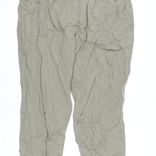 Per Una Womens Green Lyocell Trousers Size 18 L28 in Regular Zip