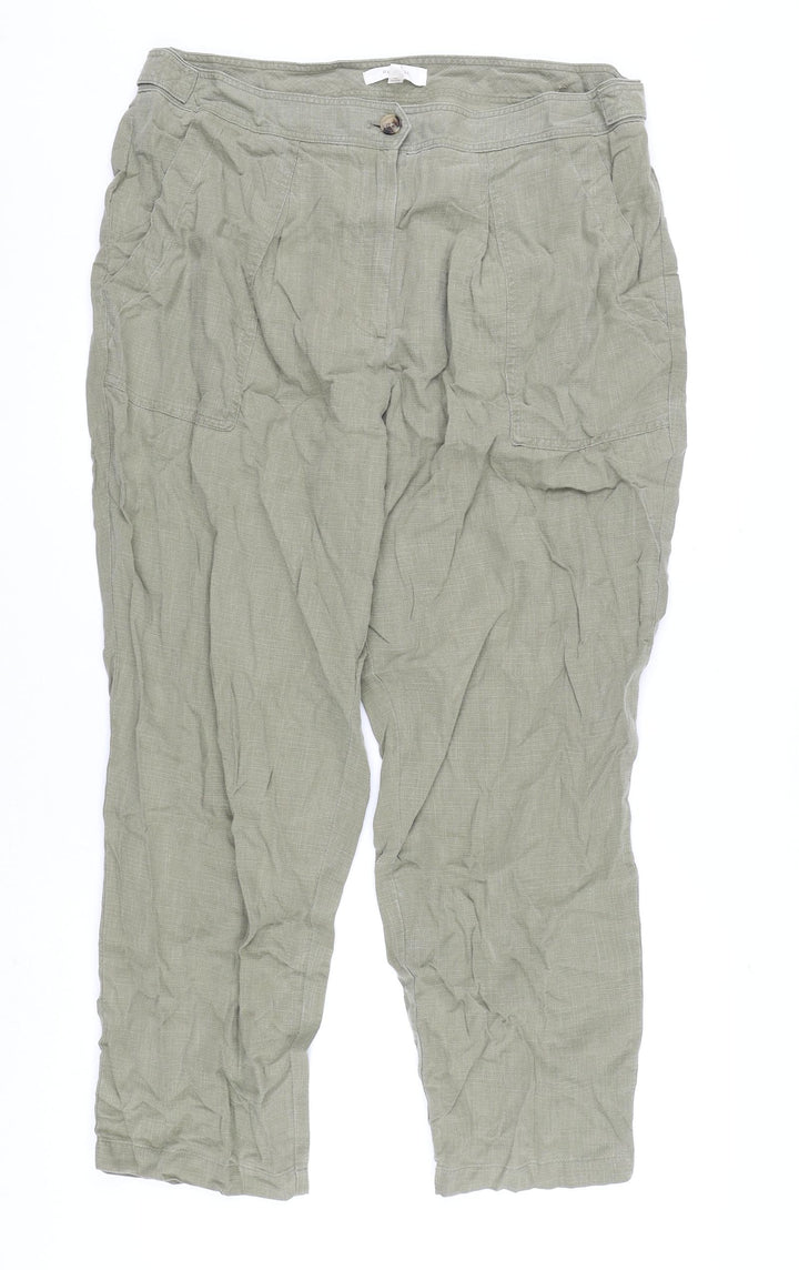 Per Una Womens Green Lyocell Trousers Size 18 L28 in Regular Zip