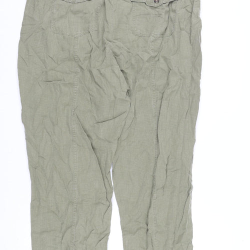 Per Una Womens Green Lyocell Trousers Size 18 L28 in Regular Zip