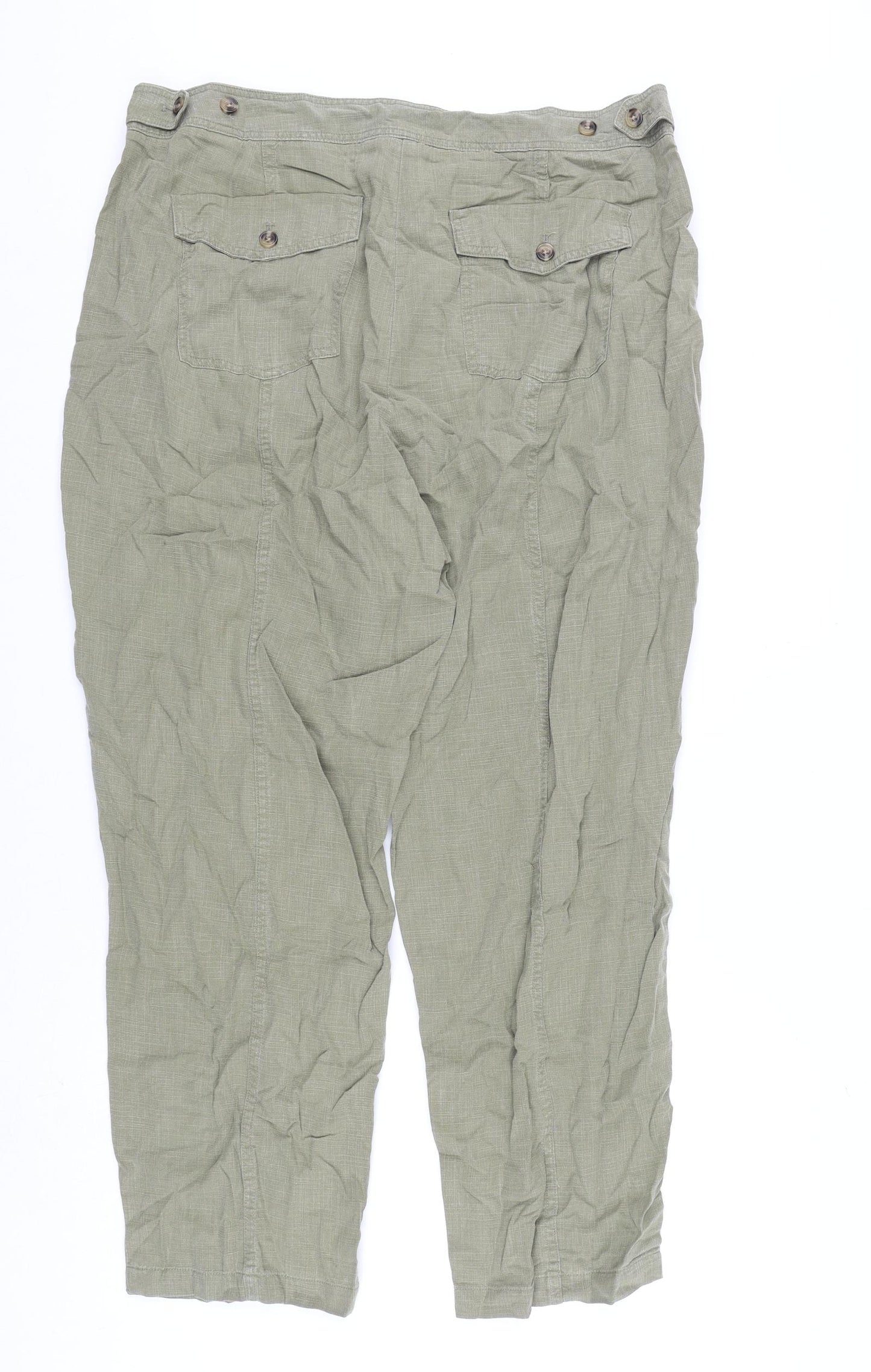 Per Una Womens Green Lyocell Trousers Size 18 L28 in Regular Zip