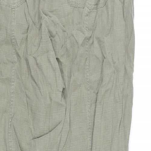 Per Una Womens Green Lyocell Trousers Size 18 L28 in Regular Zip