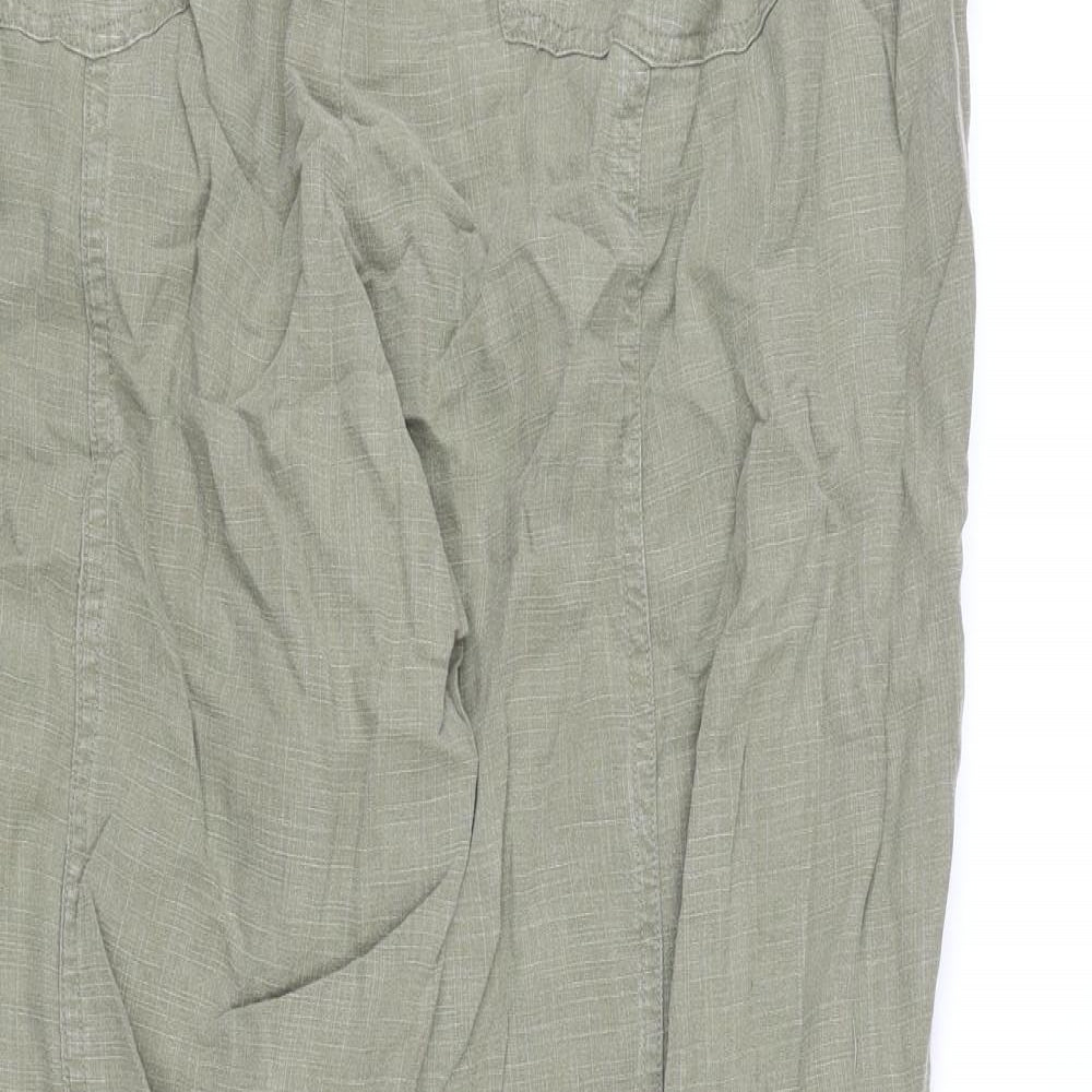 Per Una Womens Green Lyocell Trousers Size 18 L28 in Regular Zip