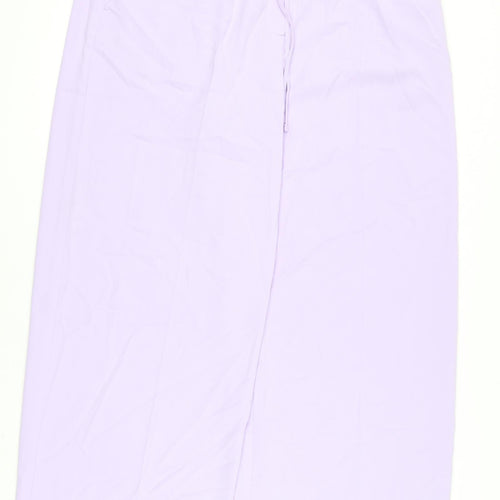 Marks and Spencer Womens Purple Polyester Trousers Size 18 L32 in Regular Drawstring