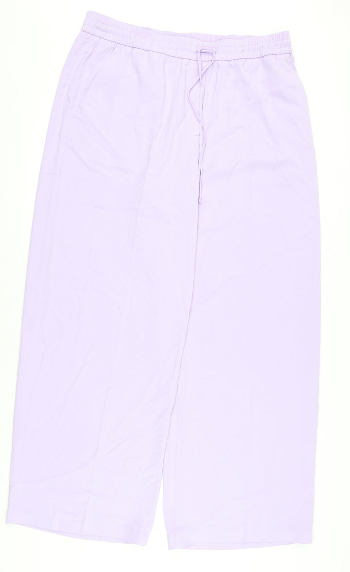Marks and Spencer Womens Purple Polyester Trousers Size 18 L32 in Regular Drawstring