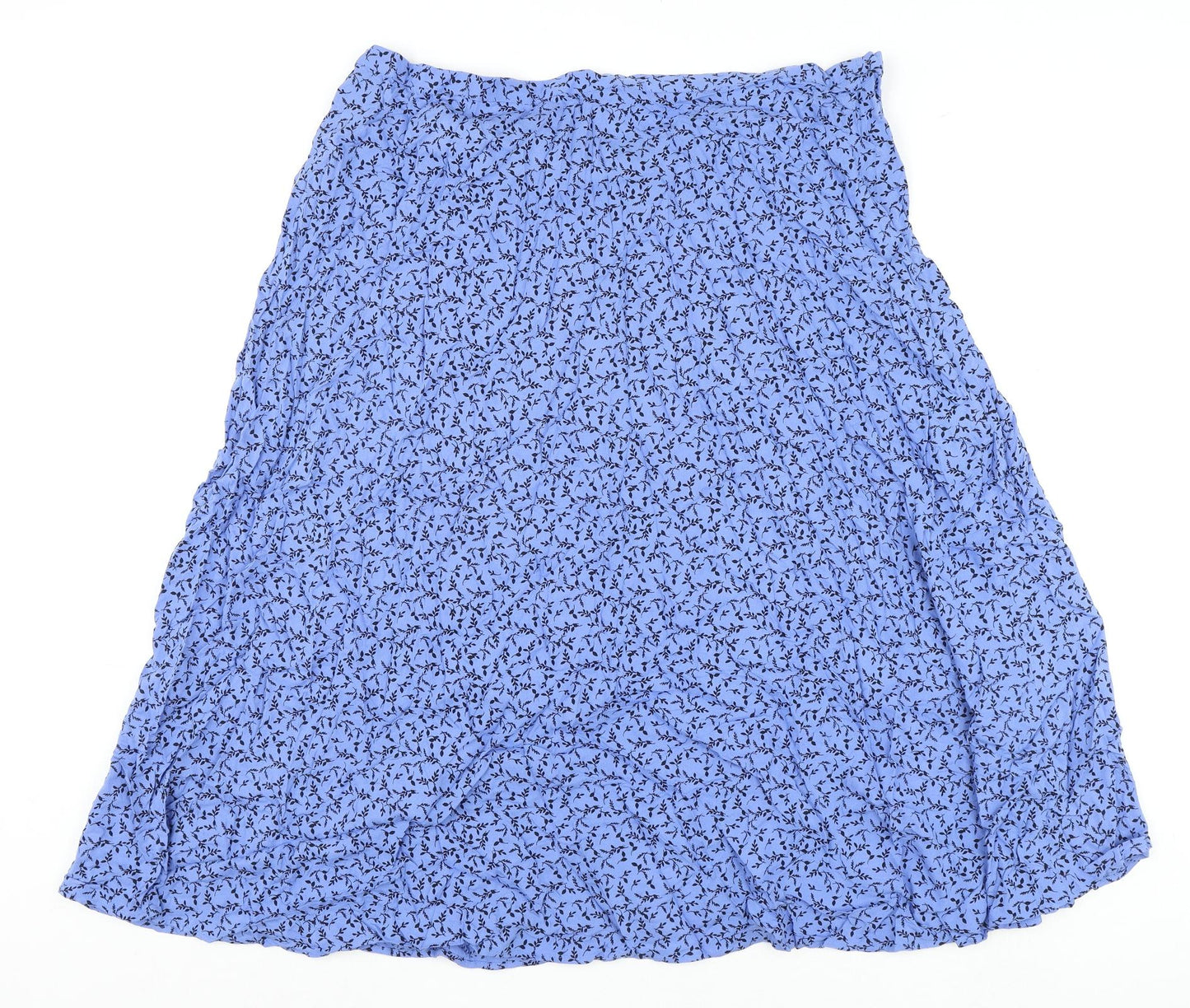 Marks and Spencer Womens Blue Geometric Viscose Flare Skirt Size 22 Zip