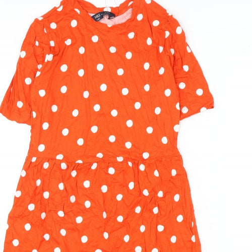 Marks and Spencer Womens Orange Polka Dot Viscose A-Line Size 6 Round Neck Pullover