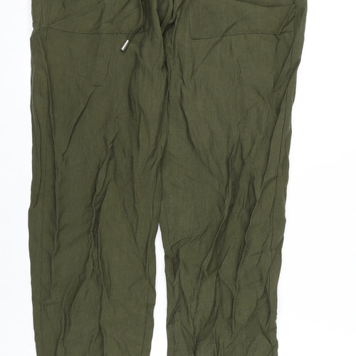 Marks and Spencer Womens Green Lyocell Trousers Size 14 L30 in Regular Drawstring