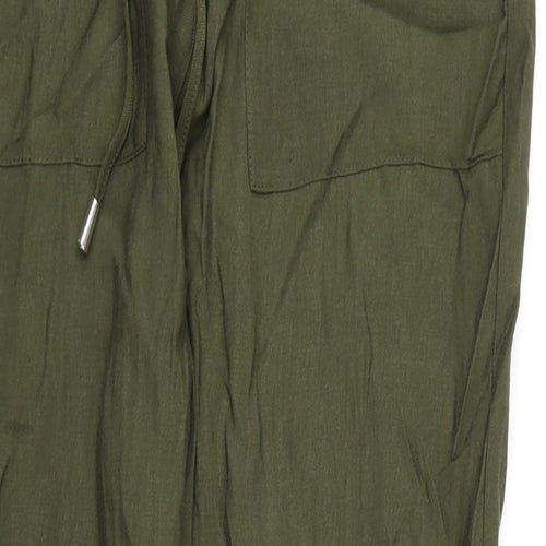 Marks and Spencer Womens Green Lyocell Trousers Size 14 L30 in Regular Drawstring