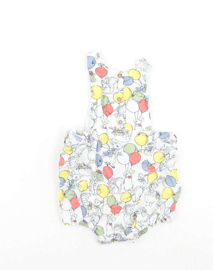 Marks and Spencer Baby Multicoloured Geometric 100% Cotton Romper One-Piece Size 18-24 Months Snap - Peter Rabbit
