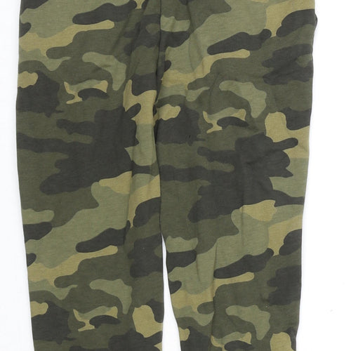 Marks and Spencer Boys Green Camouflage Cotton Jogger Trousers Size 6-7 Years Regular Drawstring