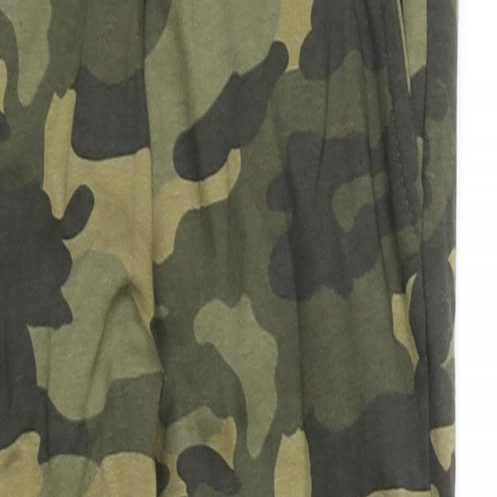 Marks and Spencer Boys Green Camouflage Cotton Jogger Trousers Size 6-7 Years Regular Drawstring