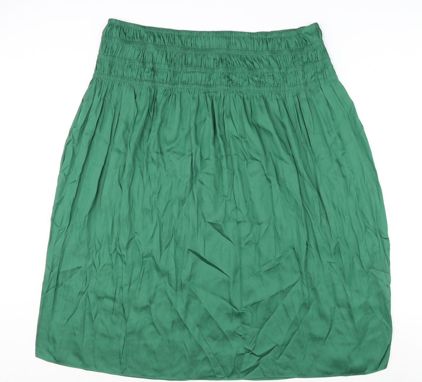 Marks and Spencer Womens Green Polyester Flare Skirt Size 24 - Shirred Waist