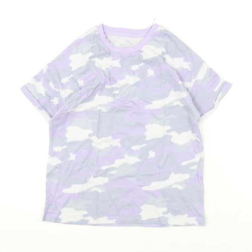 Marks and Spencer Boys Purple Camouflage Cotton Basic T-Shirt Size 10-11 Years Round Neck Pullover