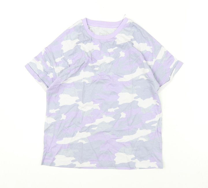 Marks and Spencer Boys Purple Camouflage Cotton Basic T-Shirt Size 10-11 Years Round Neck Pullover