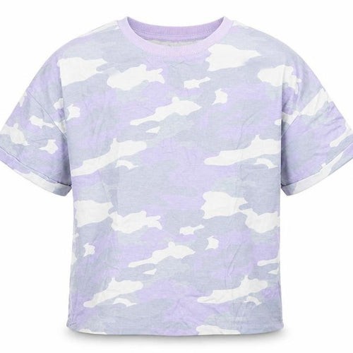 Marks and Spencer Boys Purple Camouflage Cotton Basic T-Shirt Size 10-11 Years Round Neck Pullover