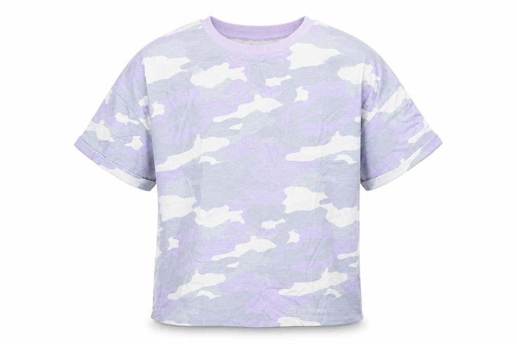 Marks and Spencer Boys Purple Camouflage Cotton Basic T-Shirt Size 10-11 Years Round Neck Pullover