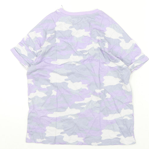 Marks and Spencer Boys Purple Camouflage Cotton Basic T-Shirt Size 10-11 Years Round Neck Pullover