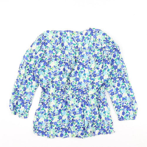 marks Womens Multicoloured Floral Viscose Basic Blouse Size 8 V-Neck - Tie Detail