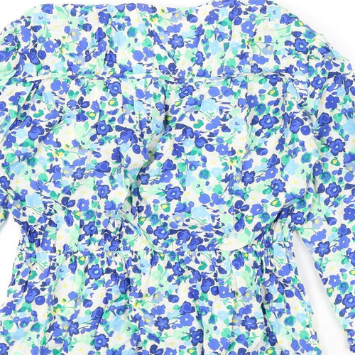 marks Womens Multicoloured Floral Viscose Basic Blouse Size 8 V-Neck - Tie Detail