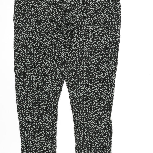 Marks and Spencer Womens Black Geometric Viscose Carrot Trousers Size 18 L27 in Regular