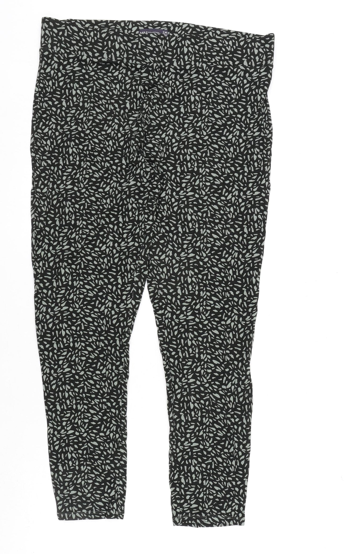 Marks and Spencer Womens Black Geometric Viscose Carrot Trousers Size 18 L27 in Regular