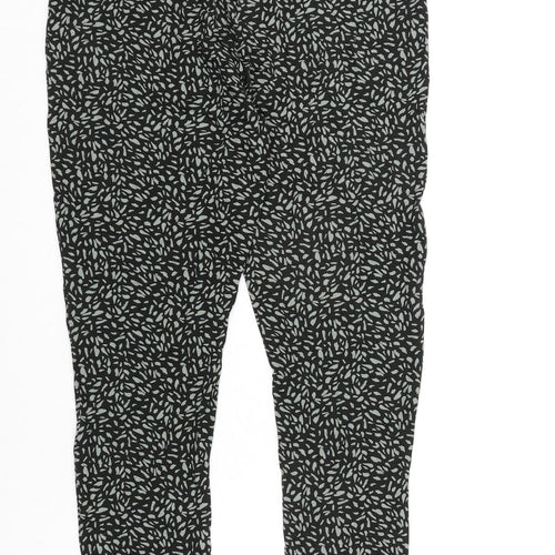Marks and Spencer Womens Black Geometric Viscose Carrot Trousers Size 18 L27 in Regular