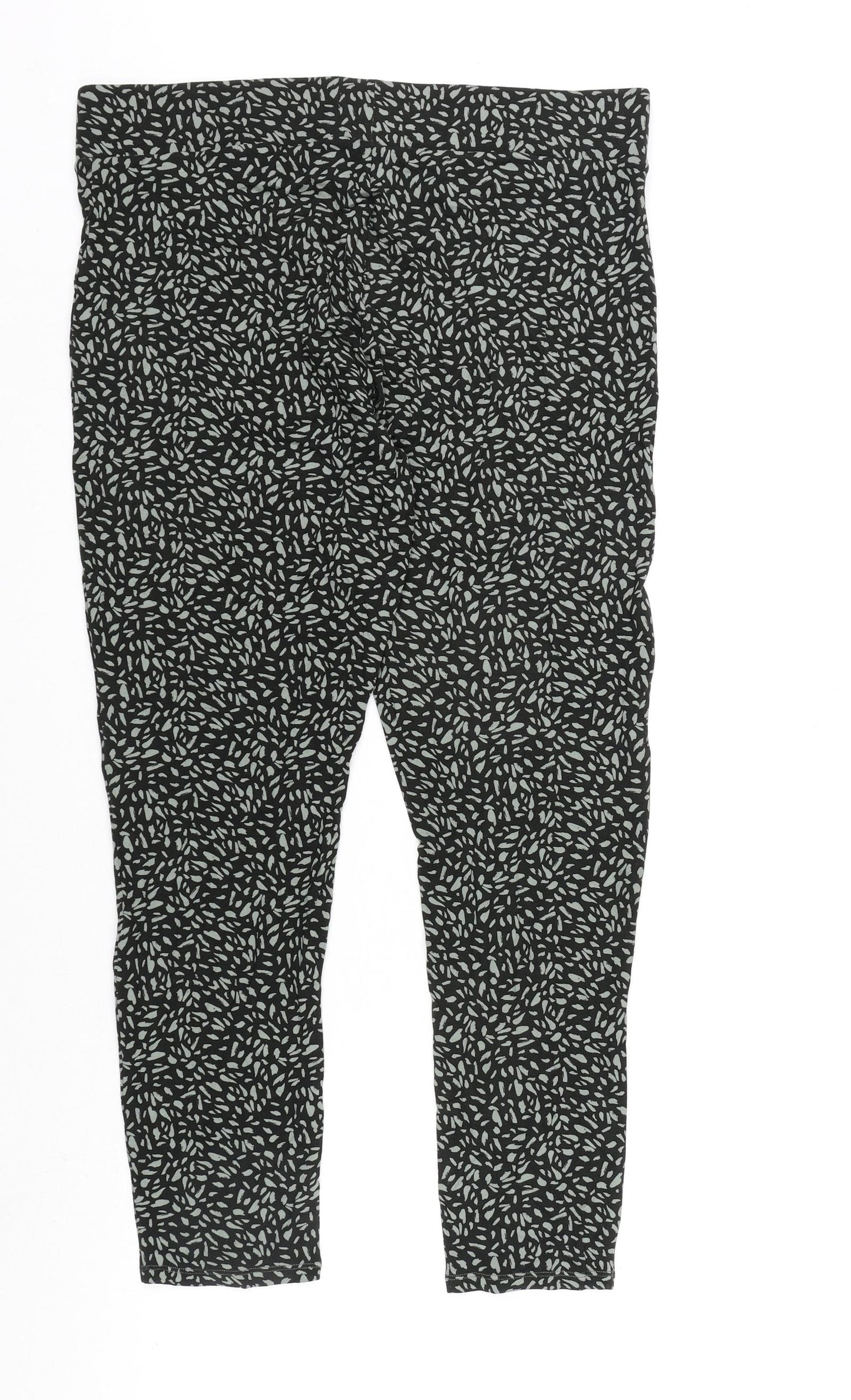 Marks and Spencer Womens Black Geometric Viscose Carrot Trousers Size 18 L27 in Regular