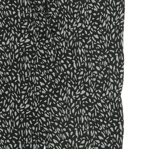 Marks and Spencer Womens Black Geometric Viscose Carrot Trousers Size 18 L27 in Regular