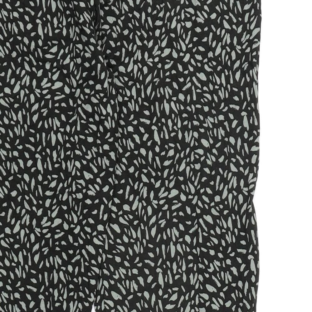 Marks and Spencer Womens Black Geometric Viscose Carrot Trousers Size 18 L27 in Regular