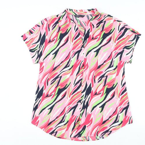 Marks and Spencer Womens Multicoloured Geometric Polyester Basic Blouse Size 6 Collared