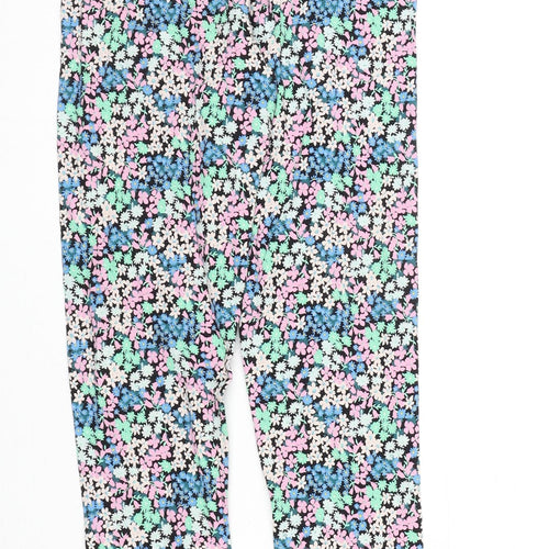 Marks and Spencer Girls Multicoloured Floral Cotton Capri Trousers Size 11-12 Years L25 in Regular Pullover - Leggings
