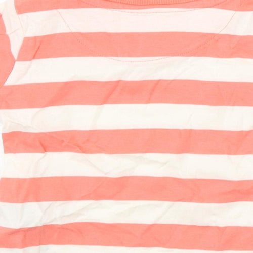 Marks and Spencer Baby Pink Striped Cotton Basic T-Shirt Size 0-3 Months Round Neck Snap - Stork