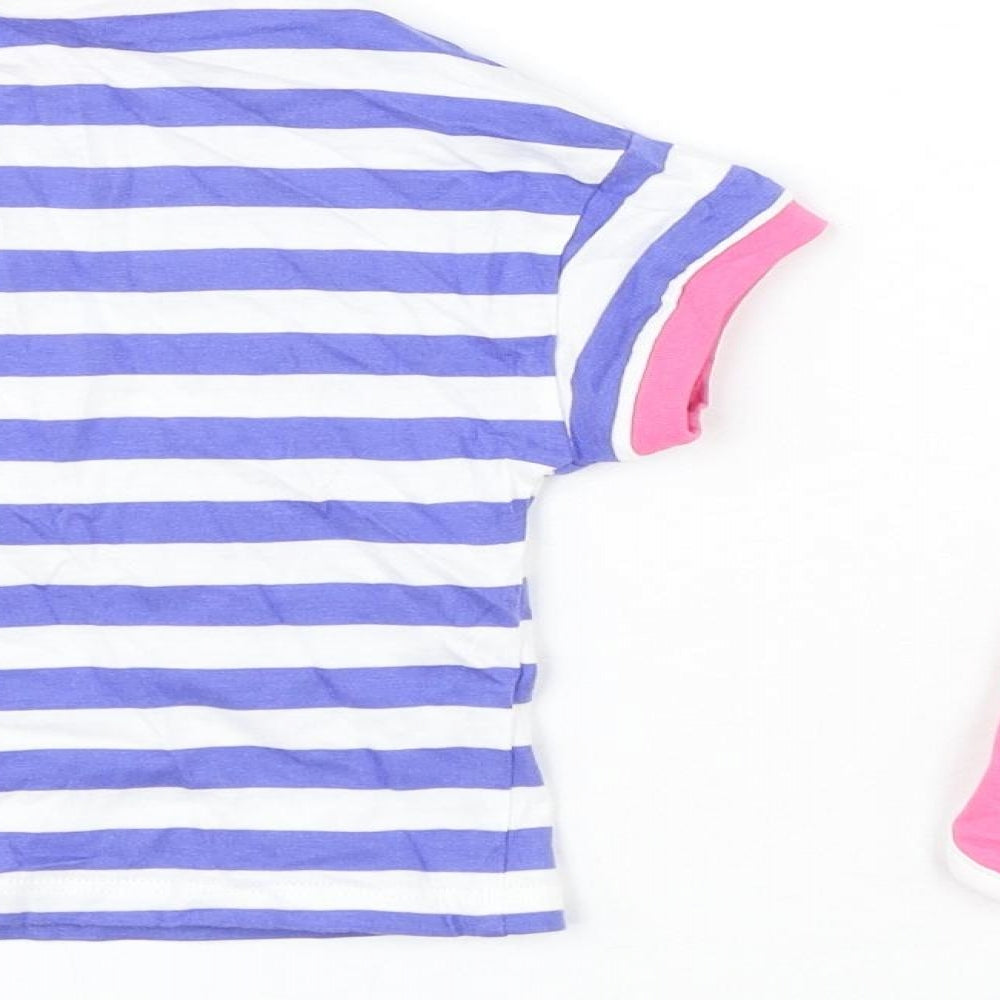 Marks and Spencer Girls Multicoloured Striped Cotton Shorts Set Outfit/Set Size 18-24 Months Pullover - Watermelon, Eat The Rainbow
