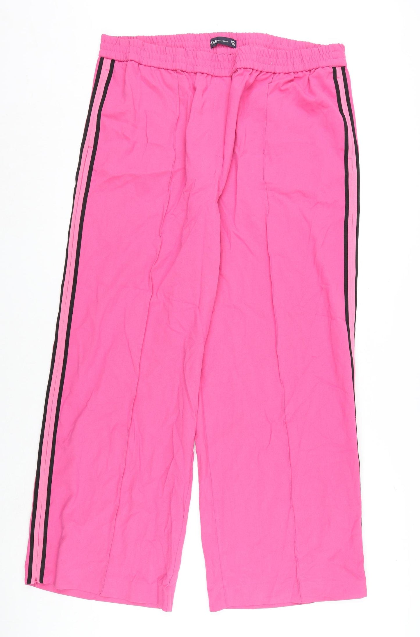 Marks and Spencer Womens Pink Polyester Trousers Size 20 L28 in Regular - Pleated