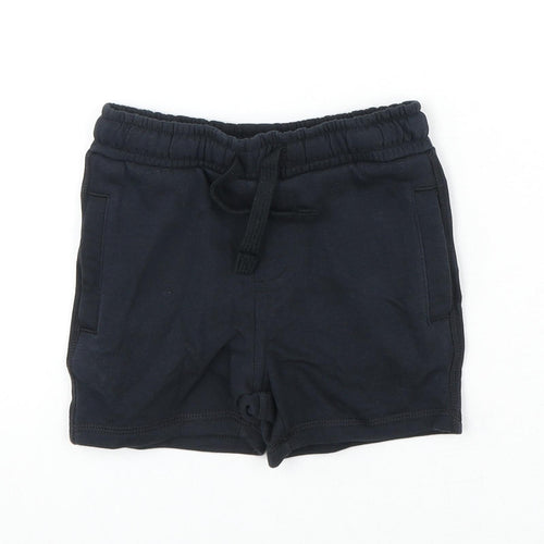 Marks and Spencer Boys Black Cotton Sweat Shorts Size 2-3 Years Regular Drawstring