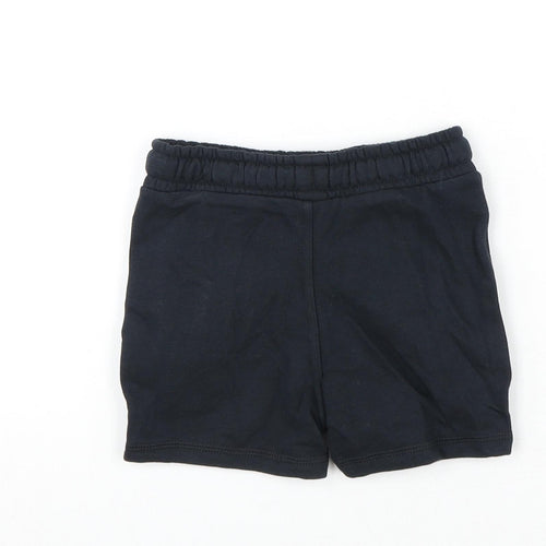 Marks and Spencer Boys Black Cotton Sweat Shorts Size 2-3 Years Regular Drawstring