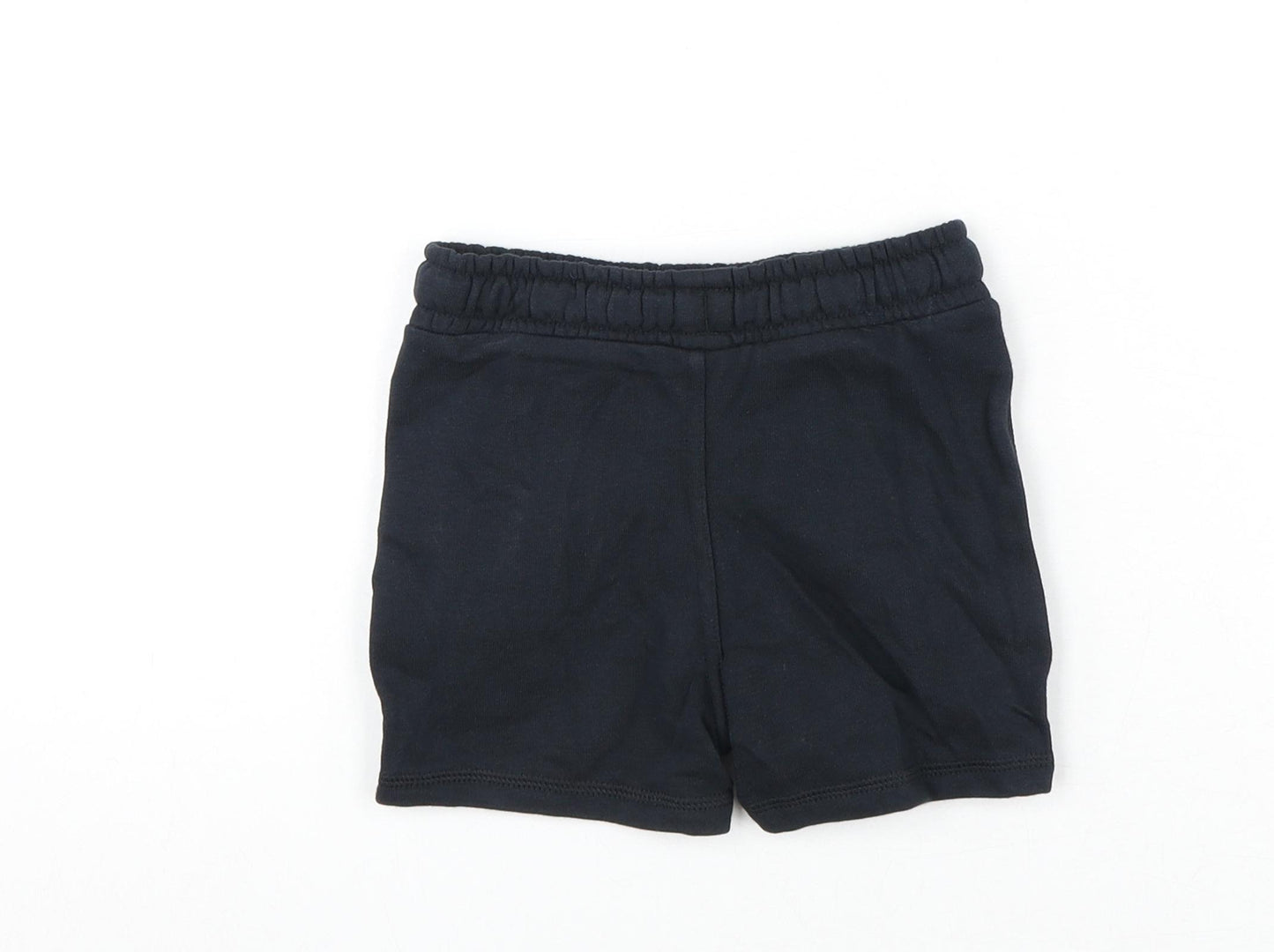 Marks and Spencer Boys Black Cotton Sweat Shorts Size 2-3 Years Regular Drawstring