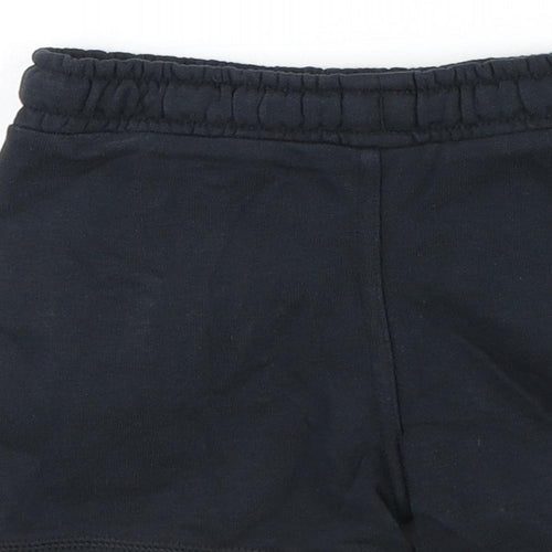 Marks and Spencer Boys Black Cotton Sweat Shorts Size 2-3 Years Regular Drawstring