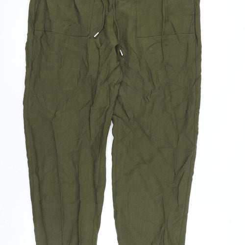 Marks and Spencer Womens Green Lyocell Trousers Size 16 L28 in Regular Drawstring